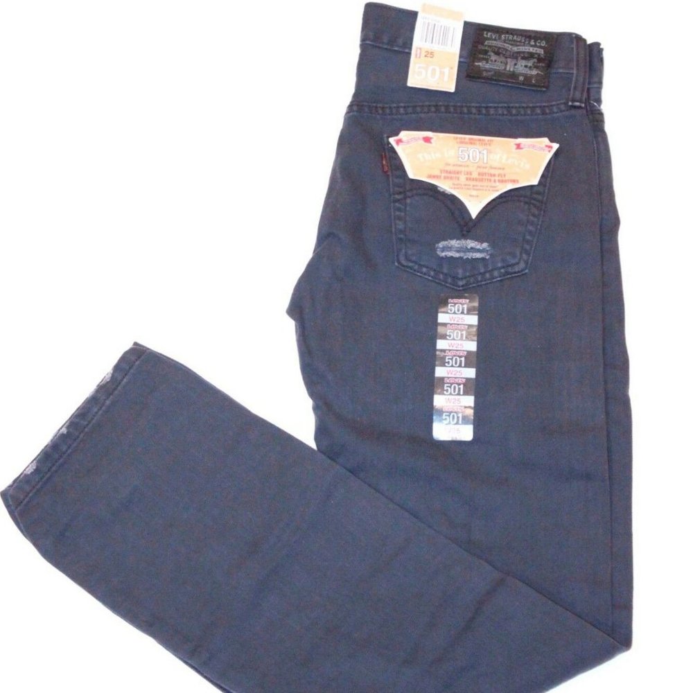 LEVI'S 501 Rip TORN Distressed JEANS Button Fly - Picture 2 of 2